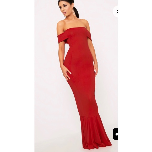 pretty little thing red maxi dress
